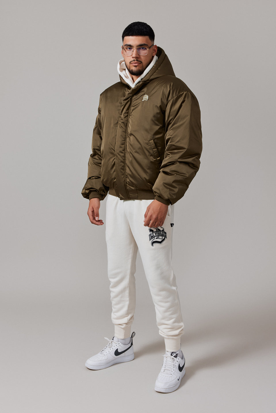 Hooded Bomber Jacket - Khaki