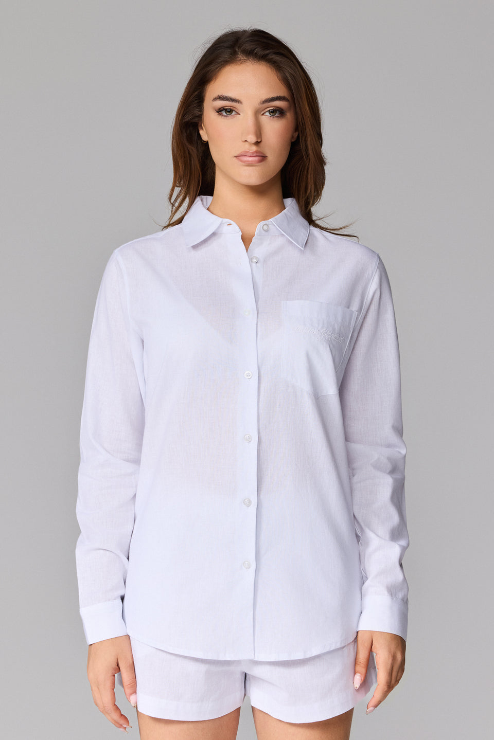 Women's Linen Long Sleeve Shirt - White