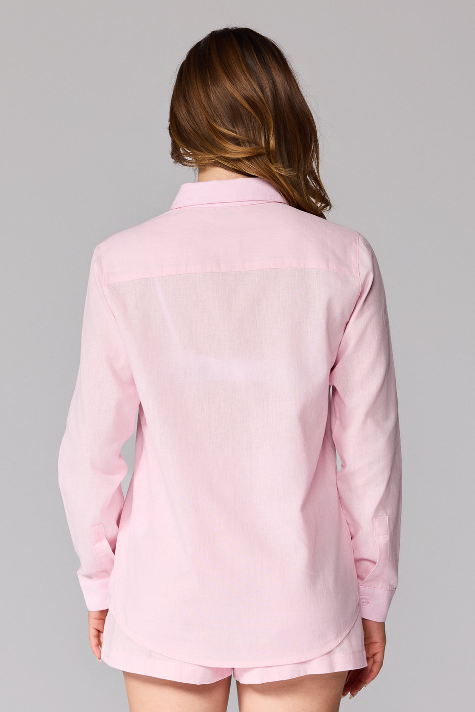 Women's Linen Long Sleeve Shirt - Pink