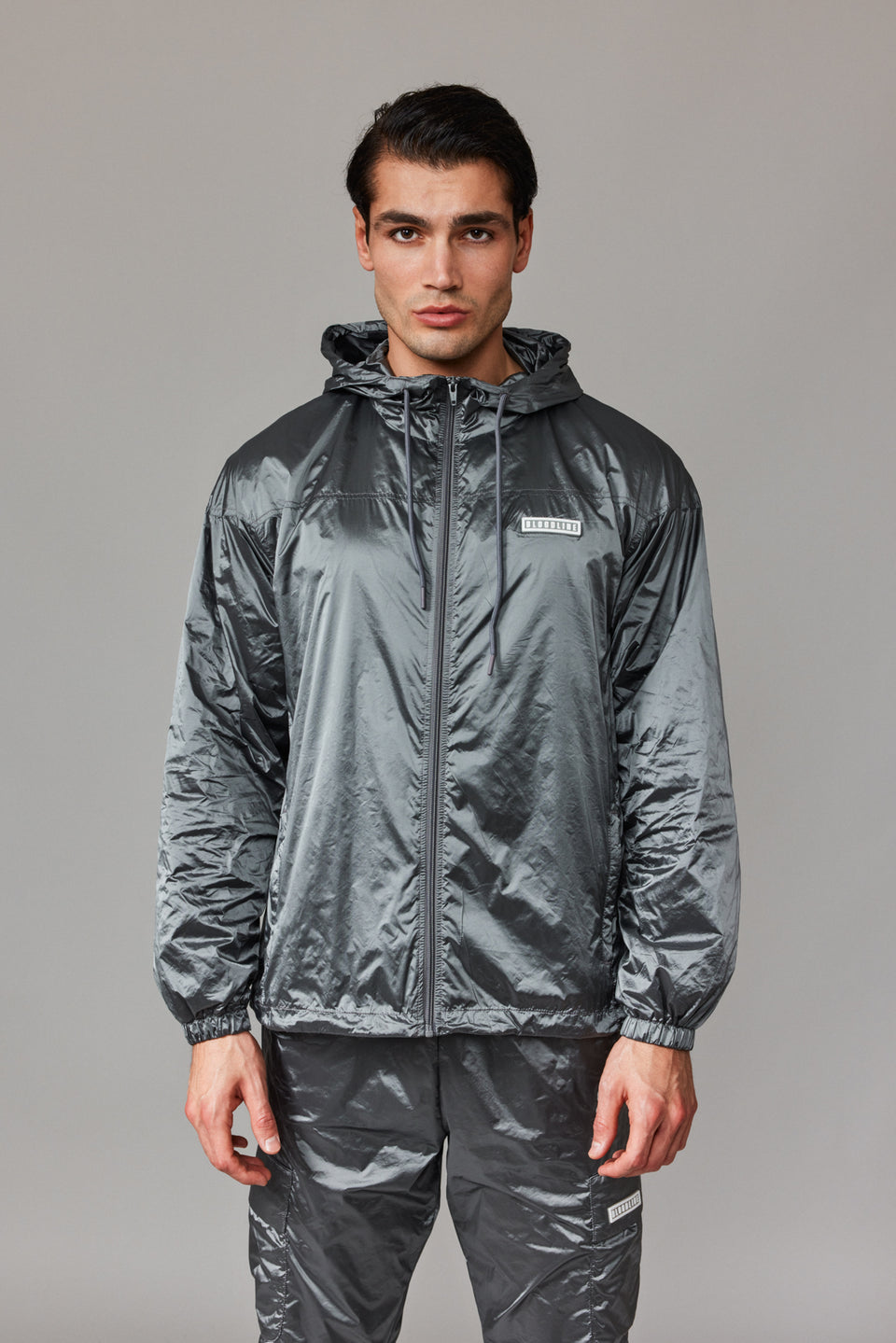 Men Windbreaker Jacket - Silver