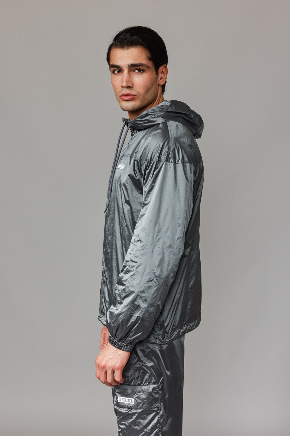 Men Windbreaker Jacket - Silver