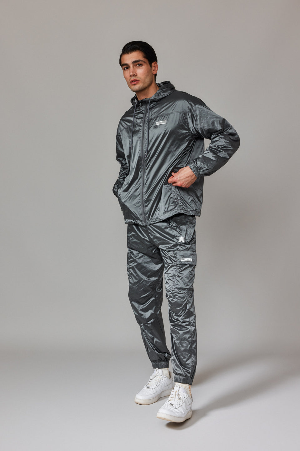 Men Windbreaker Joggers - Silver