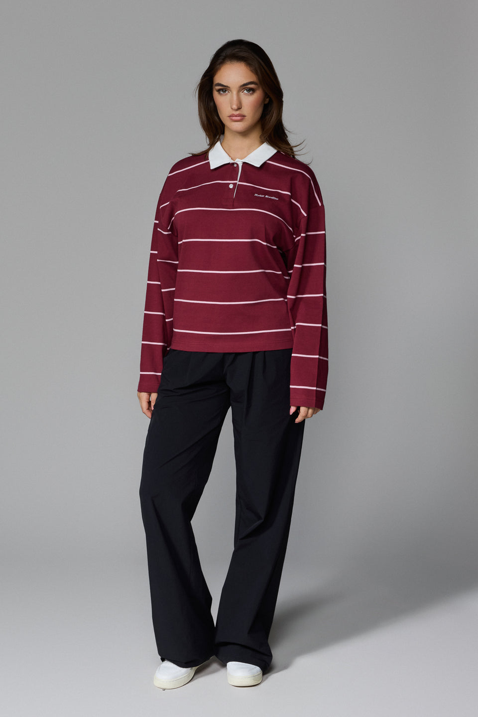 Women's Polo Long Sleeve - Striped