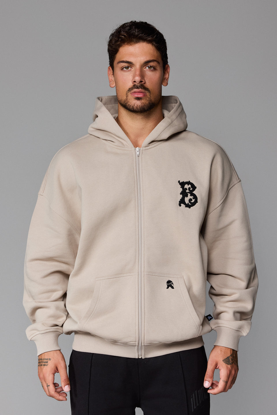 B Illyrian Zipped Hoodie - Stone