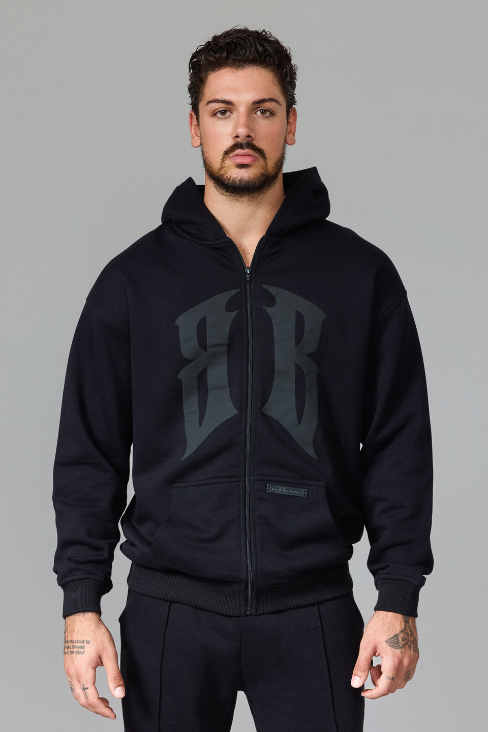 IB Zipped Hoodie - Black