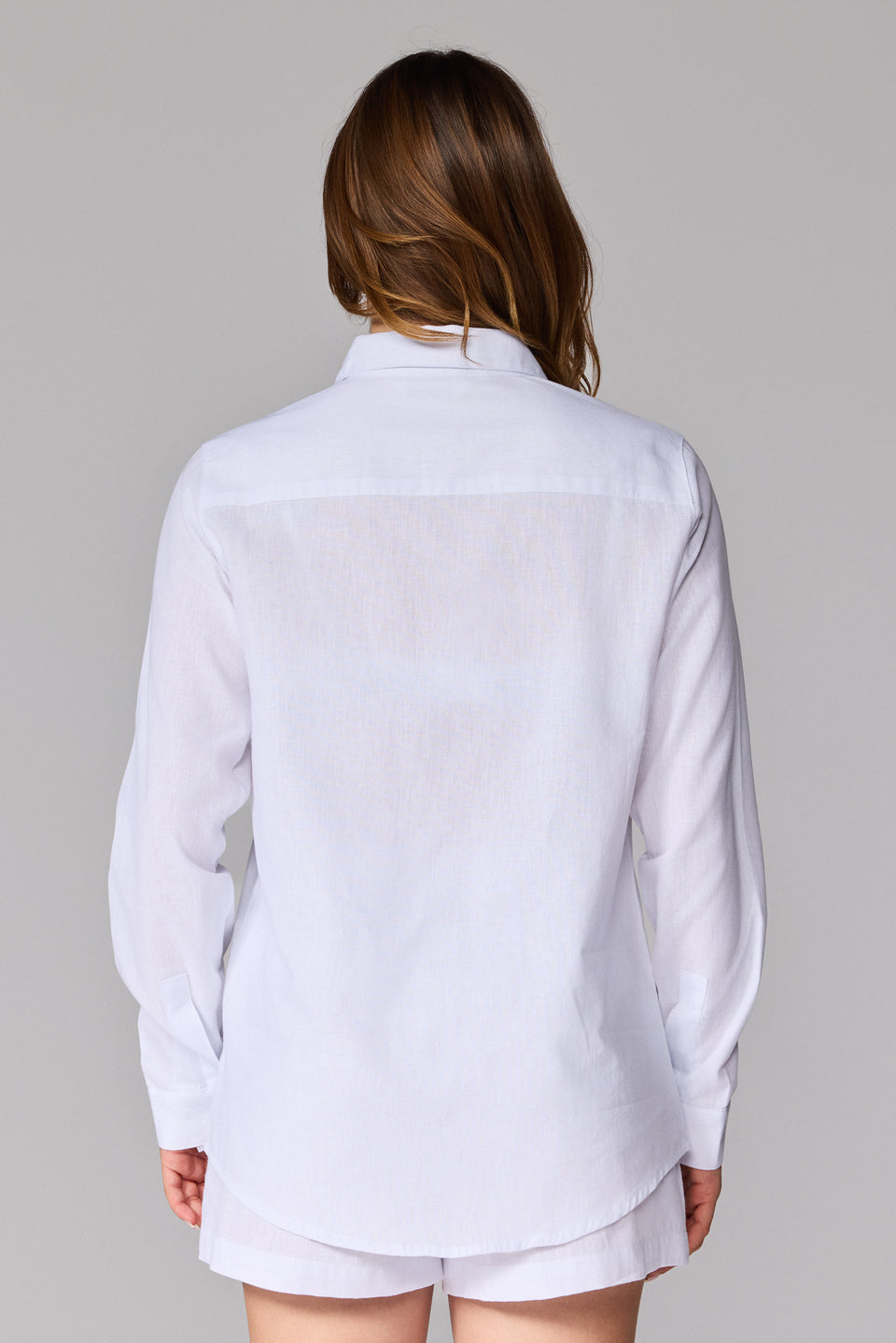 Women's Linen Long Sleeve Shirt - White