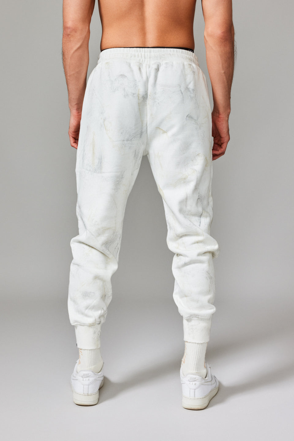 Stained Fleece Joggers - White