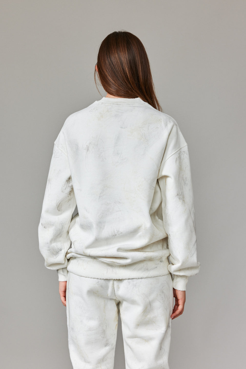 Stained Fleece Sweater - White