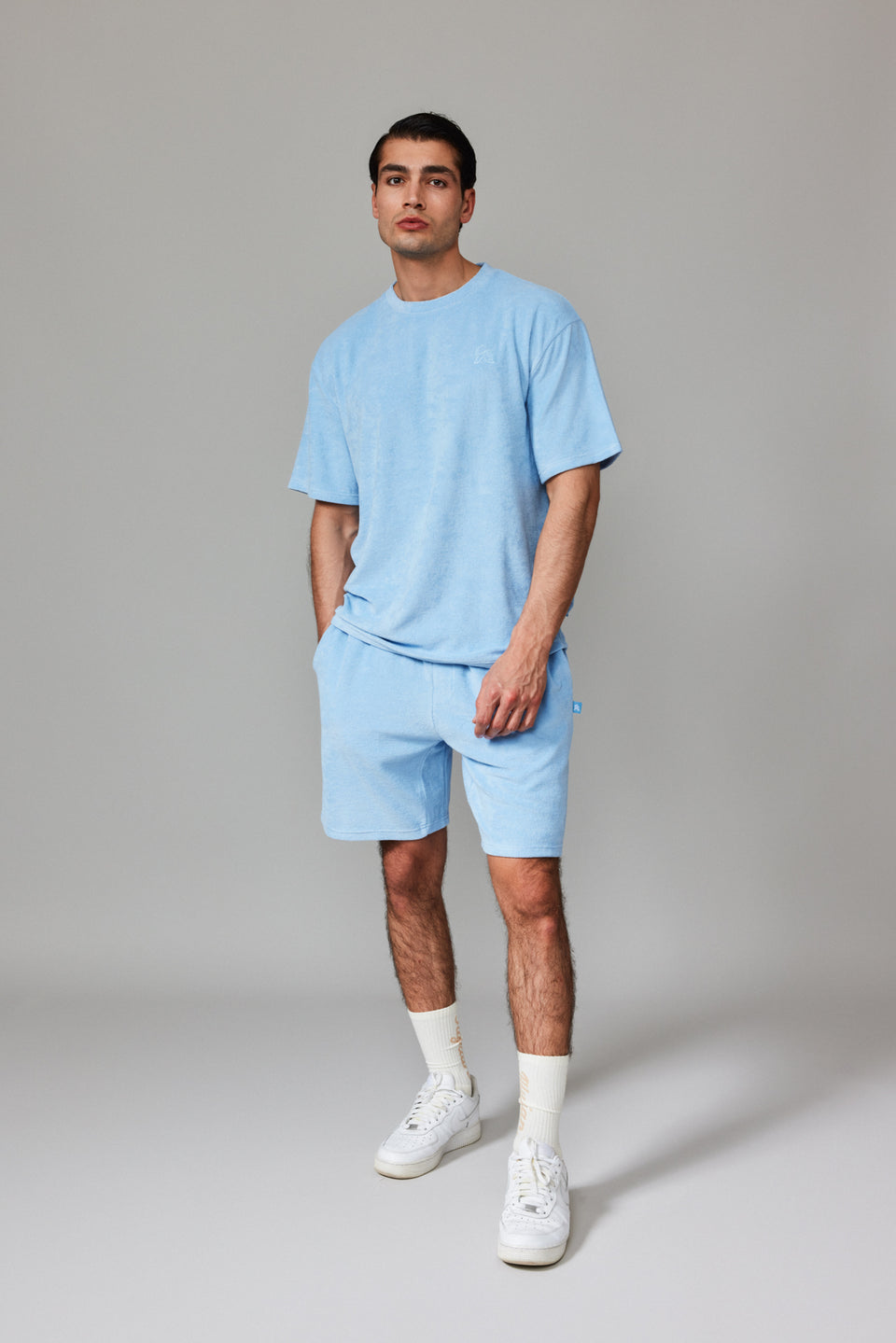 Men Towel Shorts - Baby Blue